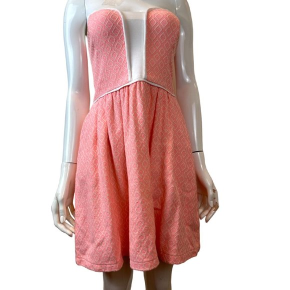 Ella Moss Women's Debbie Ikat Strapless Dress Back Zip Peach Pink Size Small - Picture 2 of 10
